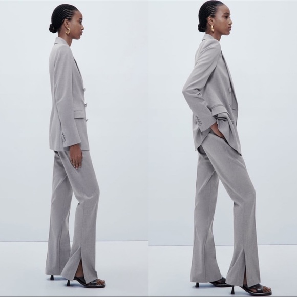 Zara 2 piece Set Button Double Breasted Blazer & Slim Hem Cigarette Pants - Picture 8 of 16